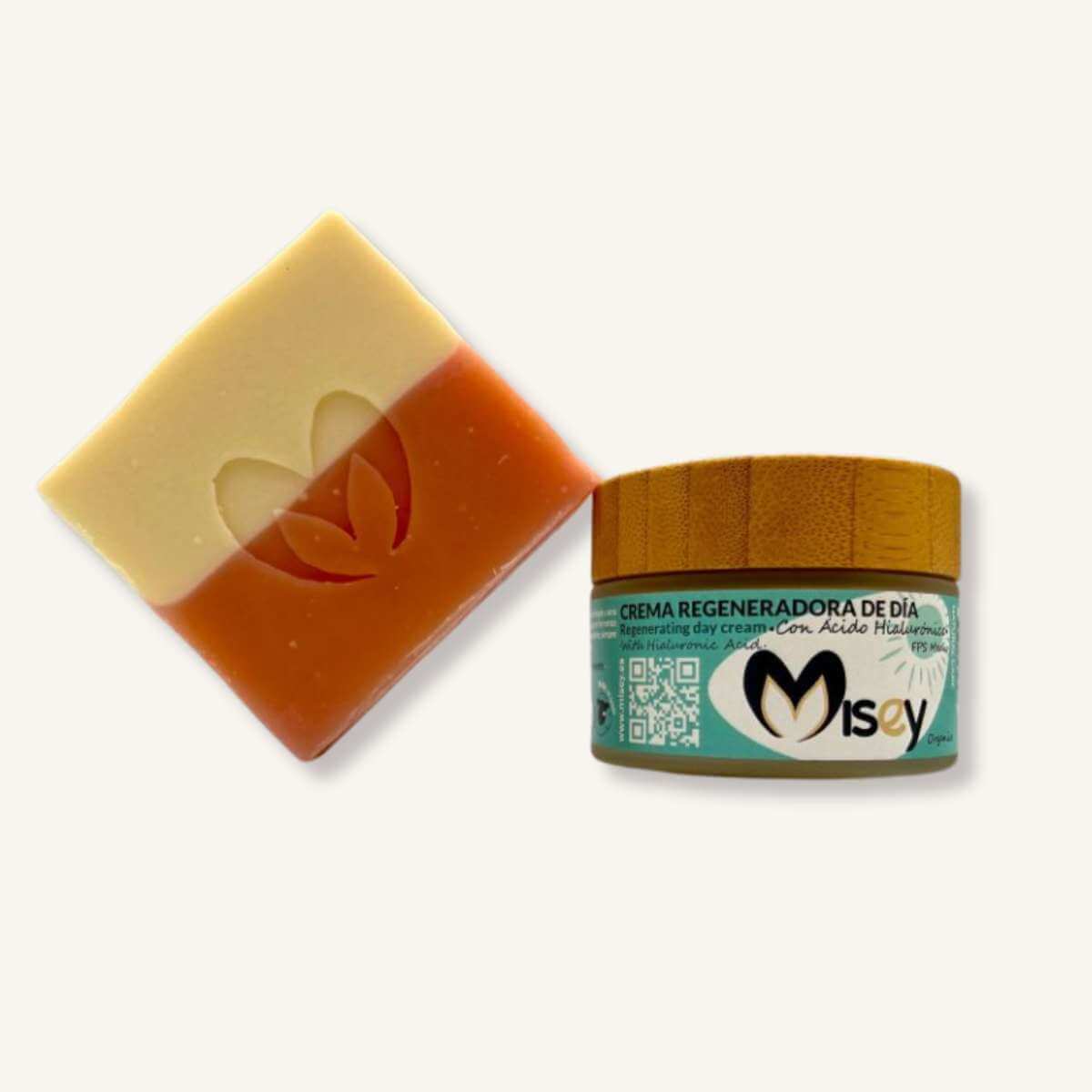 Cosmética natural Misey: jabón de avena y miel con crema de día para pieles normales y mixtas